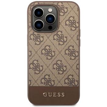 Guess 4G Stripe Zadní Kryt pro iPhone 14 Pro Brown (GUHCP14LG4GLBR)