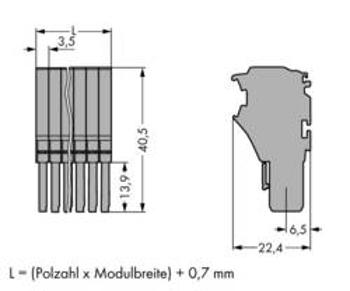 1vodičová pružinová lišta, WAGO 2020-107, 25.2 mm x 40.5 mm , 25 ks