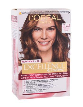 L´Oréal Paris Permanentní barva na vlasy Excellence Creme 6.41 Hnědá oříšková, 48ml