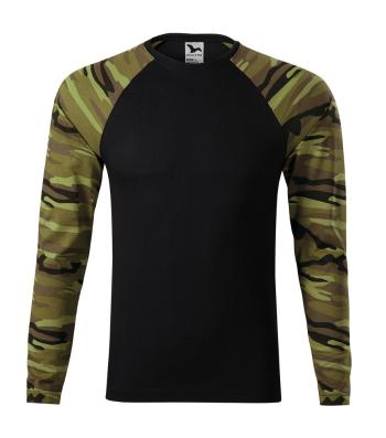 MALFINI Maskáčové tričko s dlouhým rukávem Camouflage LS - Maskáčová zelená | XS
