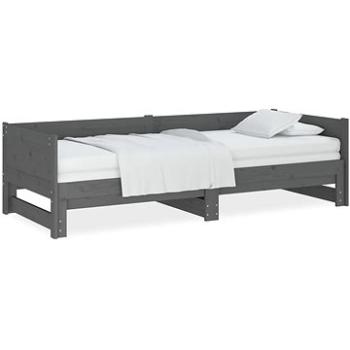 Výsuvná postel šedá masivní borovice 2× (90 × 200) cm, 820254 (820254)