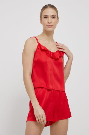 Pyžamo Vero Moda dámská, červená barva, saténový