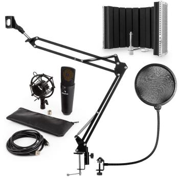 Auna MIC-920B, USB MIKROFONNÍ SADA V5, ČERNÁ, KONDENZÁTOROVÝ MIKROFON, MIKROFONNÍ RAMENO, POP FILTR, AKUSTICKÁ CLONA