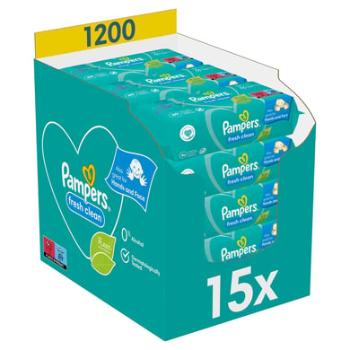 Pampers Fresh Clean Vlhčené ubrousky 15 balení = 1200 vlhčených ubrousků