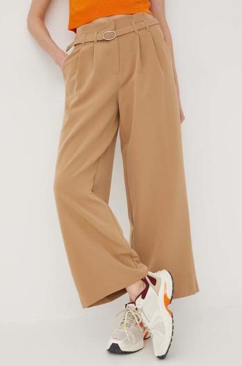 Kalhoty Only dámské, béžová barva, široké, high waist