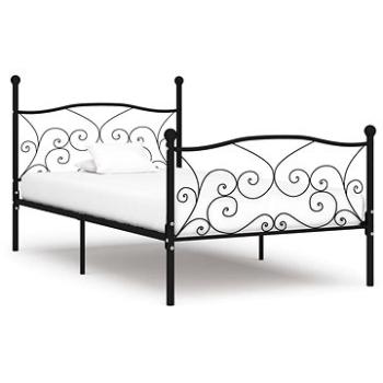 Rám postele s laťkovým roštem černý kov 100x200 cm (284455)