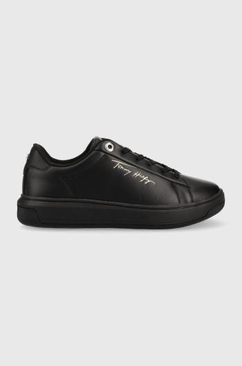 Kožené sneakers boty Tommy Hilfiger Signature Court Sneaker černá barva