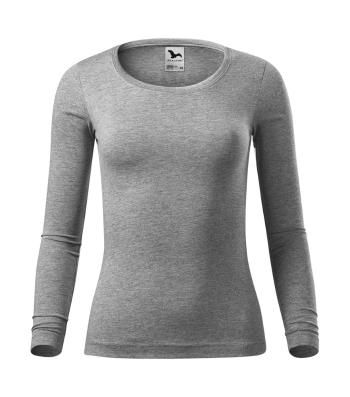 MALFINI Dámské tričko s dlouhým rukávem Fit-T Long Sleeve - Tmavě šedý melír | XL
