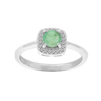 Brilio Silver Půvabný stříbrný prsten s emeraldem R-FS-5658ET 54 mm