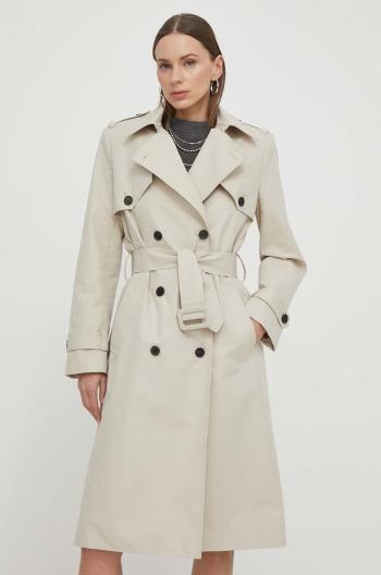 Trench kabát The Kooples dámský, béžová barva, přechodný, dvouřadový, FTRE28001K