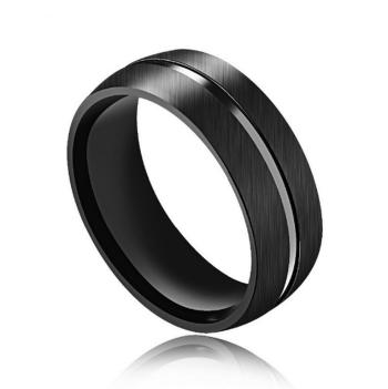 Ziskoun Prsten z broušené chirurgické oceli Line- černý SR000026 Velikost: 11