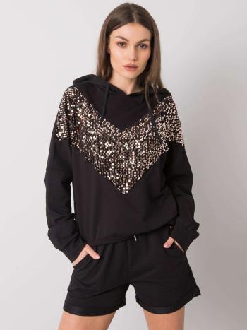 ČERNÁ DÁMSKÁ SOUPRAVA S FLITRY -FA-KMPL-6392.36P-BLACK Velikost: S/M