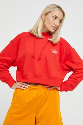 Bavlněná mikina adidas Originals dámská, červená barva, s potiskem