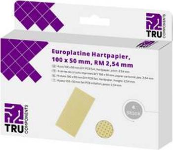 Eurodeska bez CU vložky tvrzený papír TRU COMPONENTS (d x š) 100 mm x 50 mm, tloušťka 35 µm, RM 2.54 mm, 4 ks