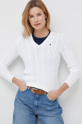 Bavlněný svetr Polo Ralph Lauren dámský, bílá barva, lehký