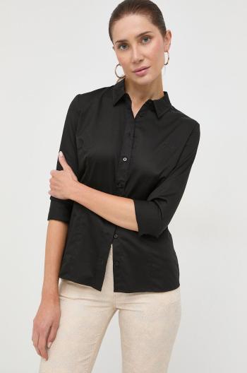 Košile Guess dámská, černá barva, slim, s klasickým límcem