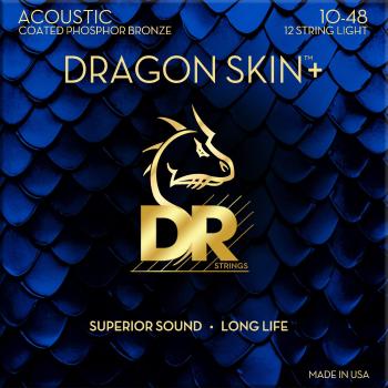 DR Strings Dragon Skin+ Coated Phosphor Bronze 12-String Light 10-48 Struny pro akustickou kytaru