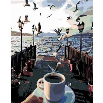 Malování podle čísel - Šálek kávy a rackové nad mořem (HRAmal00086nad)