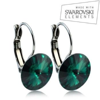 Ocelové náušnice RIVOLI 12 mm SWAROVSKI Elements Emerald ASW20
