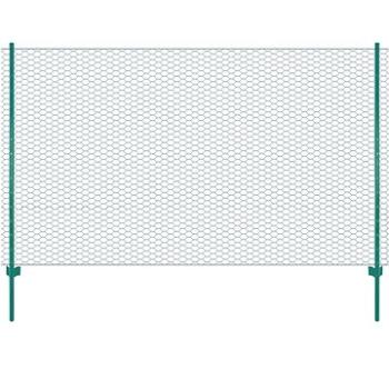 Drátěný plot se sloupky ocel 25 × 1,5 m zelený (144606)