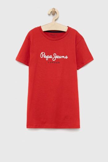 Dětské bavlněné tričko Pepe Jeans PJL BJ červená barva, s potiskem