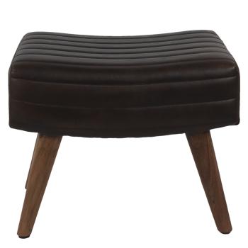 Hnědá kožená stolička s dřevěnými nohami Minot - 49*33*41 cm 60962