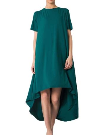 Smaragdové asymetrické basic šaty vel. L/XL