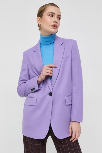Vlněná bunda BOSS fialová barva, jednořadá, hladká