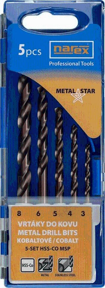 Narex sada vrtáků do kovu 3-8 mm 5% Cobalt (5 ks) 5SET HSS-Co MSP 65405604