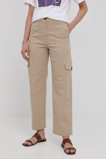 Kalhoty MAX&Co. dámské, béžová barva, široké, high waist