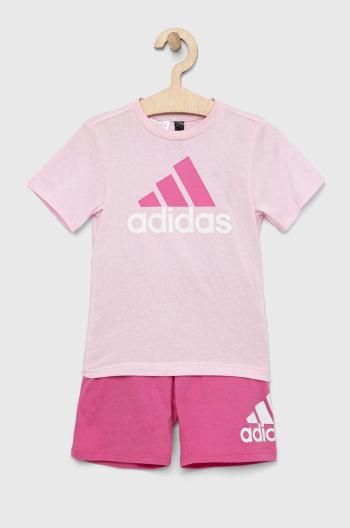 Dětská bavlněná souprava adidas LK BL CO T růžová barva