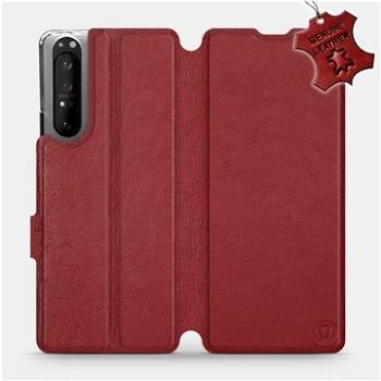 Flip pouzdro na mobil Sony Xperia 1 II - Tmavě červené - kožené -   Dark Red Leather (5903516242726)