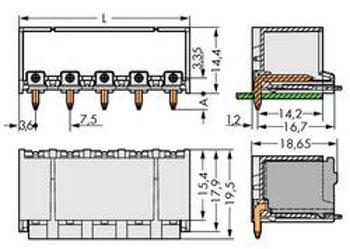 Konektor do DPS WAGO 2092-3423, 22.20 mm, pólů 3, rozteč 7.50 mm, 100 ks