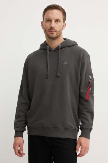 Mikina Alpha Industries X-Fit Hoody pánská, šedá barva, s kapucí, hladká, 158321.684