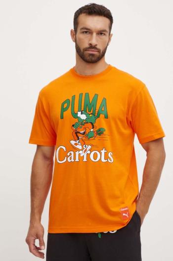 Bavlněné tričko Puma PUMA X CARROTS Graphic Tee oranžová barva, s potiskem, 627443