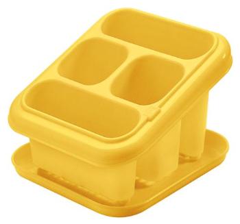 TONTARELLI Plastový odkapávač na příbory s podnosem žlutý