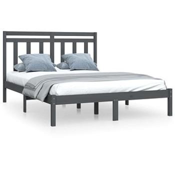 Rám postele šedý masivní dřevo 150 × 200 cm King Size, 3105257 (3105257)