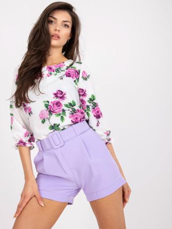 FIALOVÉ ELEGANTNÍ ŠORTKY S OPASKEM -DHJ-SN-15776.01P-VIOLET Velikost: 2XL