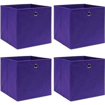 Úložné boxy 4 ks fialové 32 x 32 x 32 cm textil (288353)