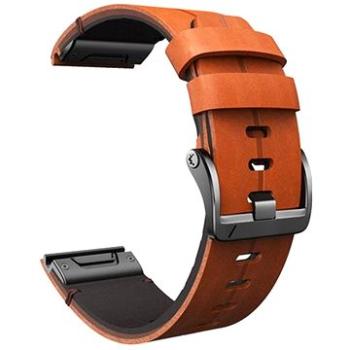 X-Site silikon/kožený pro Garmin QuickFit 26mm, oranžový (ERSQCKL-006O26)