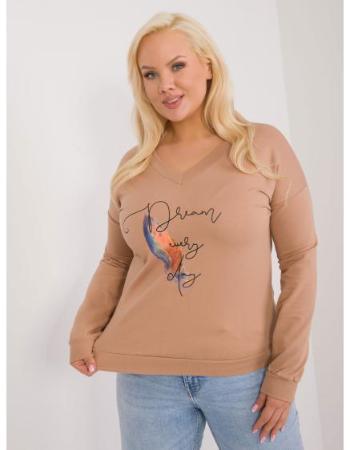 Dámská halenka plus size s potiskem hnědá