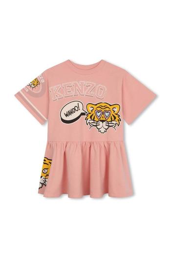 Dětské bavlněné šaty Kenzo Kids růžová barva, mini