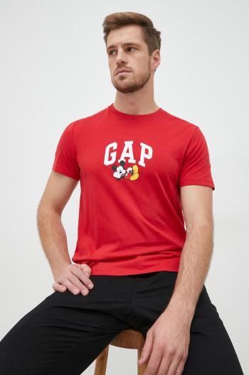 Bavlněné tričko GAP Mickey Mouse červená barva, s potiskem