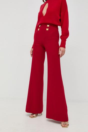 Kalhoty Elisabetta Franchi dámské, červená barva, zvony, high waist