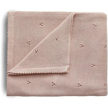 Mushie Knitted Pointelle Baby Blanket pletená deka pro děti Blush 80 x 100cm 1 ks