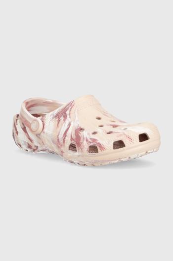 Pantofle Crocs Classic Marbled Clog dámské, růžová barva, 206867