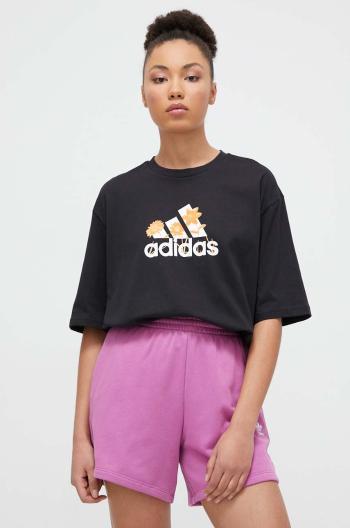 Bavlněné tričko adidas černá barva, IR5896