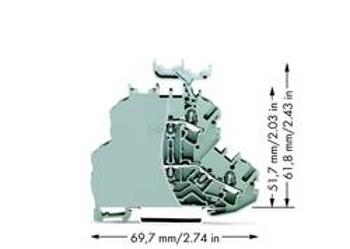 Dvojitá průchodková svorka WAGO 2002-2231/099-000, osazení: L, L, pružinová svorka, 6.20 mm, šedá, 50 ks