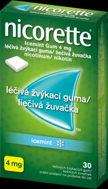 Nicorette Icemint Gum 4mg léčivá žvýkací guma pro odvykání kouření 30 ks
