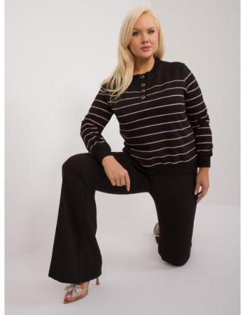 Dámská halenka s knoflíky plus size černo-béžová 